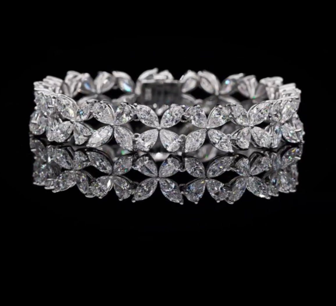5.5 Ct Marquise Cut Flower Diamond Bracelet - Anjali Jewelry